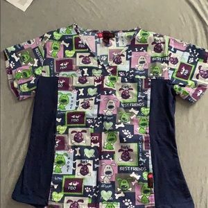 COPY - Navy dog scrub top!